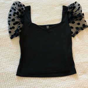 SHEIN puffy mesh short sleeve top🖤